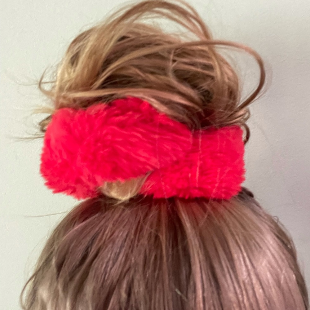 Red Fluffy Scrunchie - Picture 3 of 3